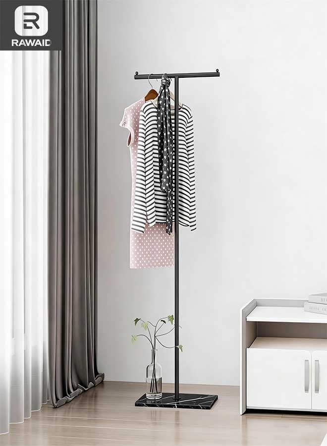 رَوَائِد حامل معاطف قائم بذاته على شكل حرف T، حامل ملابس عصري بقاعدة من لوح حجري، شجرة معاطف معدنية ثقيلة التحمّل مناسبة للبوتيكات والممرات ومداخل المنازل، بارتفاع 66.9 بوصة. - Image 1